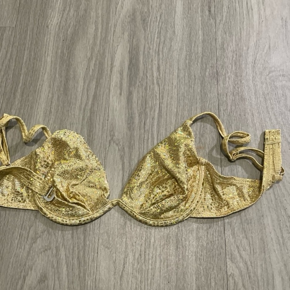 Gold Shimmer Bikini with Textured Fabric